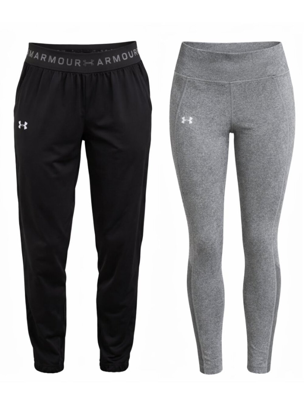 LOT OF 2: Under Armour UA Studio Pants Leggings - Black Gray - Size SM